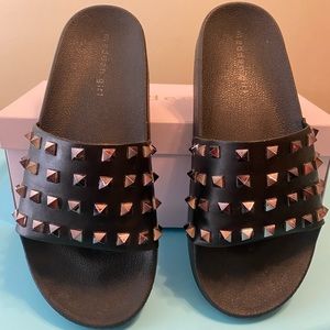 Madden Girl studded slides
